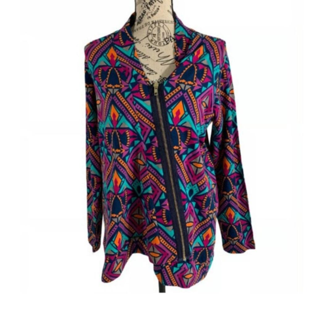 All For Color Women's Small Jacket Zip Lightweight Multicolor Cardigan NEW